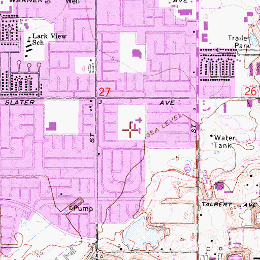 Topographic Map of Mesa View Middle School, CA