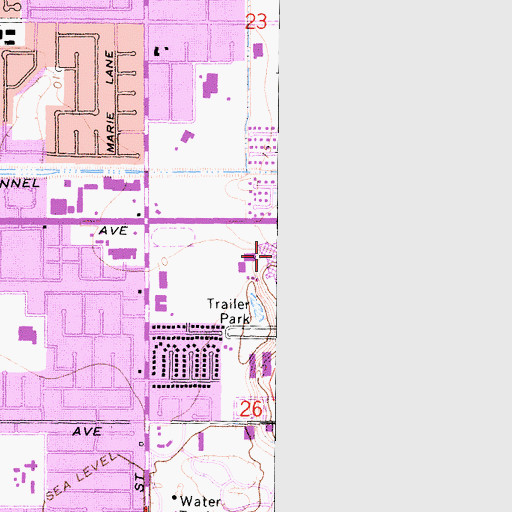 Topographic Map of Ocean View High School, CA