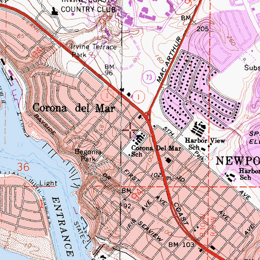 Topographic Map of Old School Park, CA