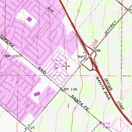 Topographic Map of Arbor Village Shopping Center, CA