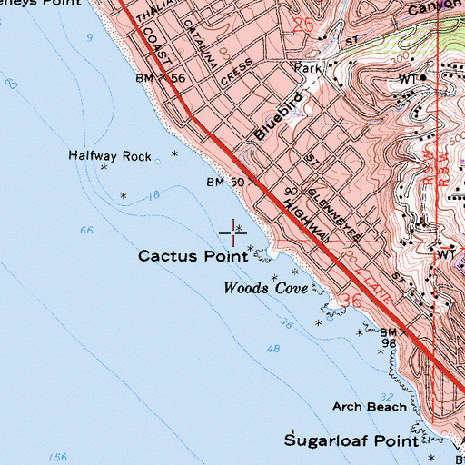 Topographic Map of Arch Cove, CA