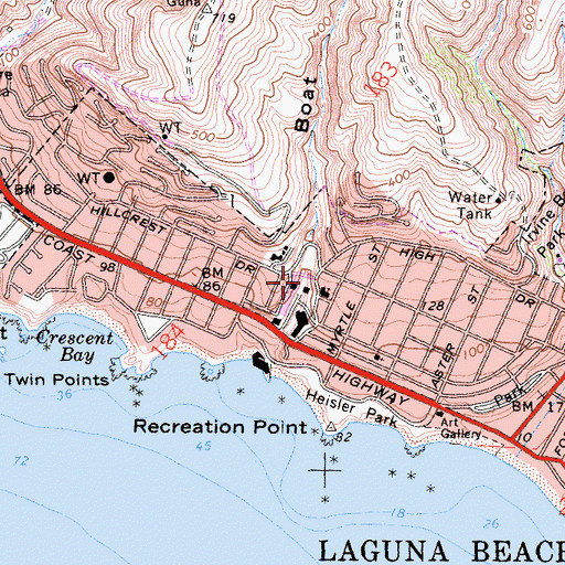 Topographic Map of Boat Canyon Shopping Center, CA