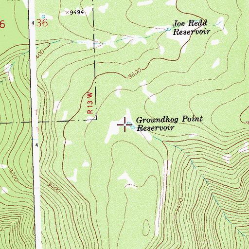 Topographic Map of Groundhog Point Reservoir, CO