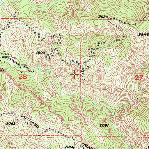 Topographic Map of Modjeska Canyon Nature Preserve, CA