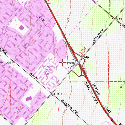 Topographic Map of Orange Tree Square Shopping Center, CA
