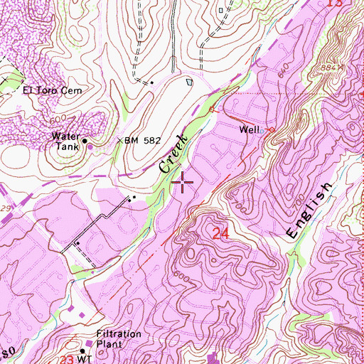 Topographic Map of Pebble Creek Park, CA