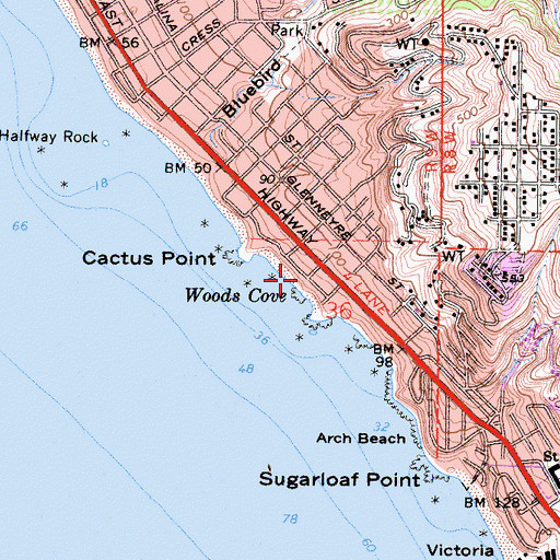 Topographic Map of Ruby Street Park, CA