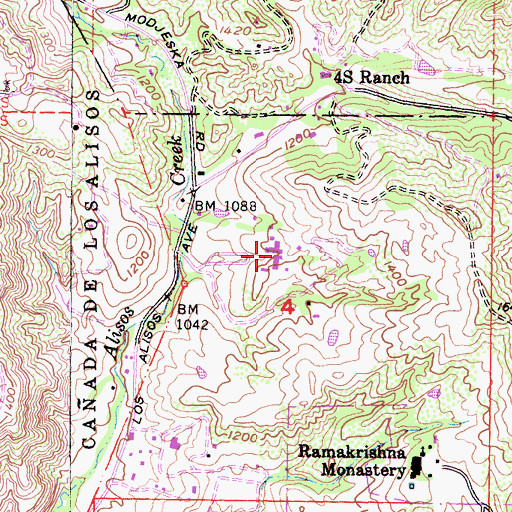 Topographic Map of Saint Michaels College Preparatory School, CA