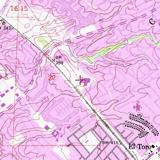 Topographic Map of Serrano Intermediate School, CA