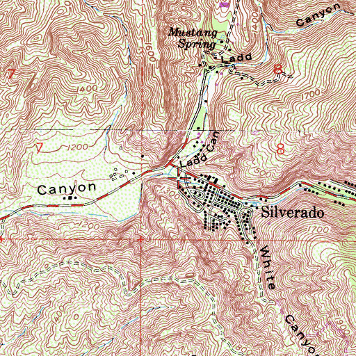 Topographic Map of Silverado Branch Orange County Public Library, CA