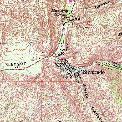 Topographic Map of Silverado Post Office, CA