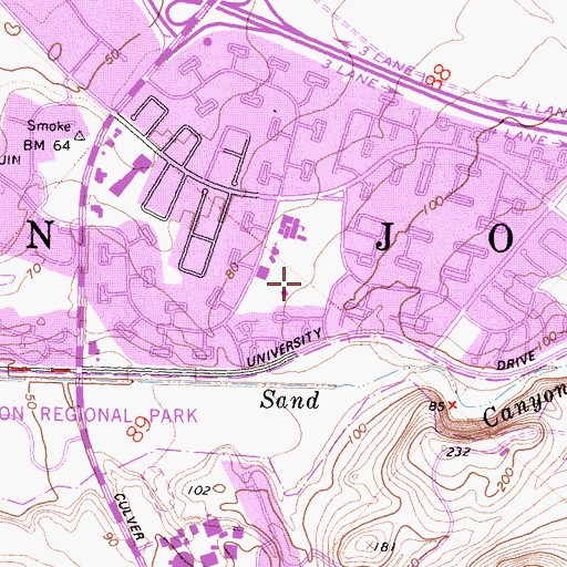 Topographic Map of University Community Park, CA