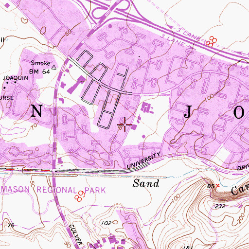 Topographic Map of Orange County Public Library - University Park Branch, CA
