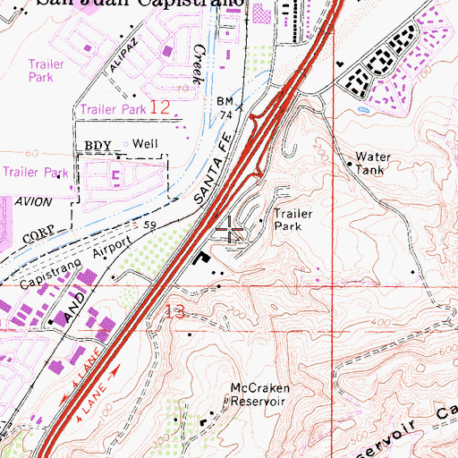 Topographic Map of Capistrano Terrace Mobile Home Park, CA