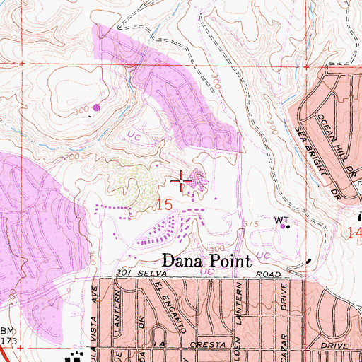 Topographic Map of Dana Hills High School, CA