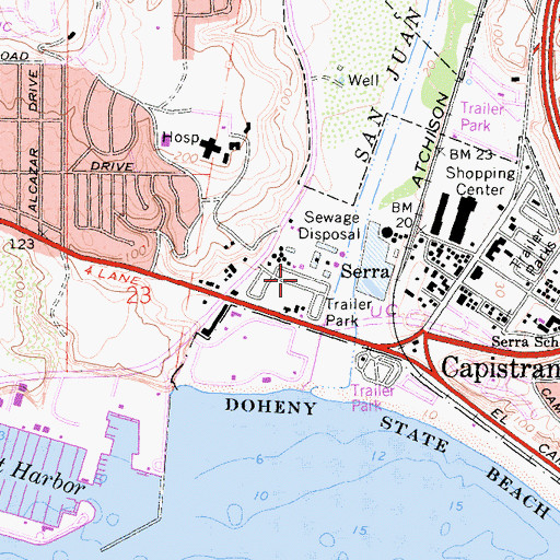 Topographic Map of Dana Point Marina Mobile Home Estates, CA