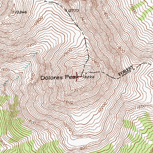 Topographic Map of Dolores Peak, CO