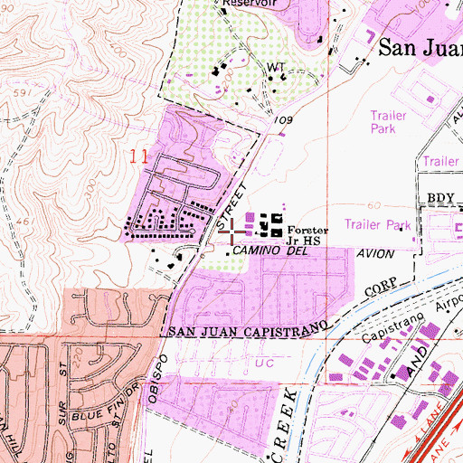 Topographic Map of Del Obispo Elementary School, CA