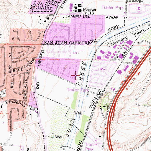 Topographic Map of Mission Bell Park, CA