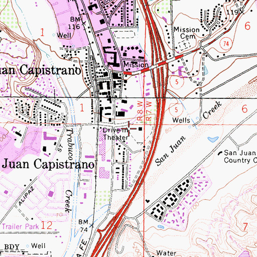 Topographic Map of Plaza del Obispo Shopping Center, CA