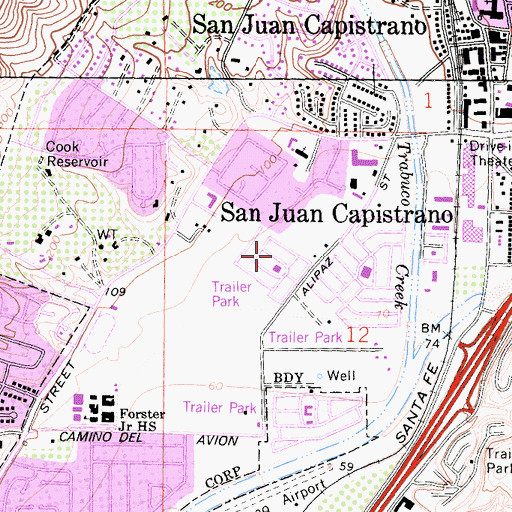 Topographic Map of Rancho Alipaz Mobile Home Park, CA