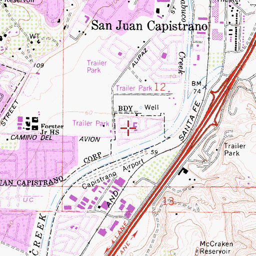 Topographic Map of Rancho del Avion Capistrano Mobile Home Park, CA