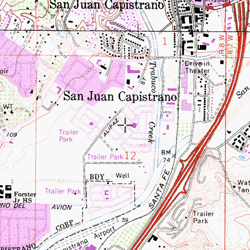 Topographic Map of San Juan Mobile Home Estates, CA