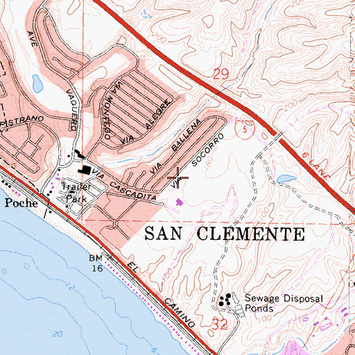 Topographic Map of Shorecliffs Middle School, CA