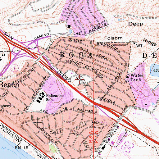 Topographic Map of Sunset Park, CA