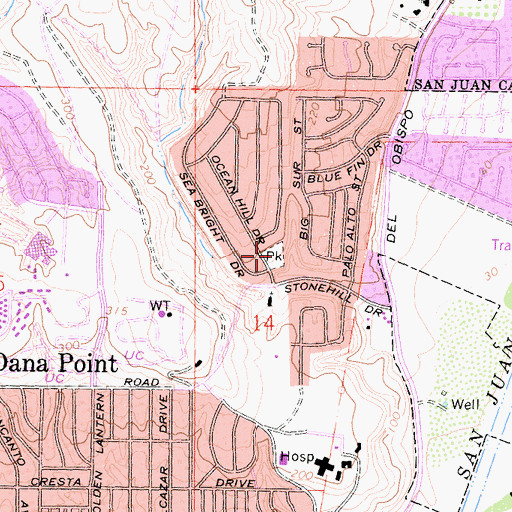 Topographic Map of Thunderbird Park, CA
