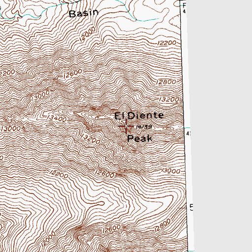 Topographic Map of El Diente Peak, CO