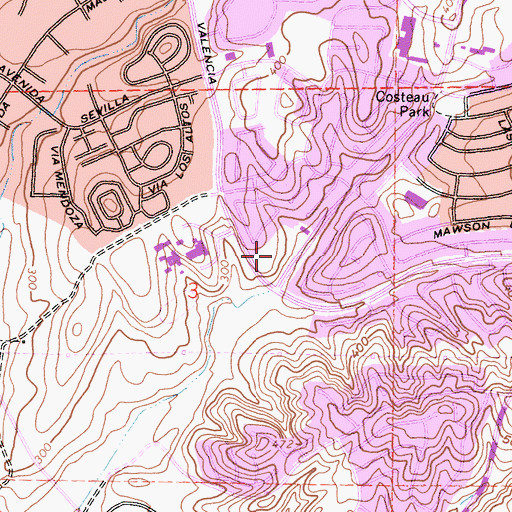 Topographic Map of Alicia Valencia Plaza Shopping Center, CA