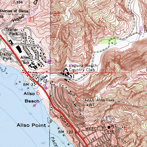 Topographic Map of Aliso Creek Golf Course, CA