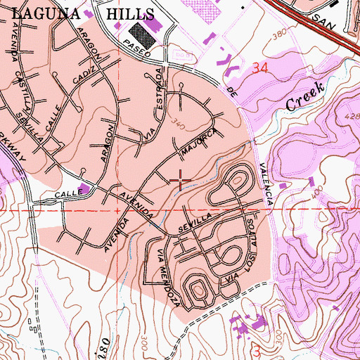 Topographic Map of Aliso Park, CA