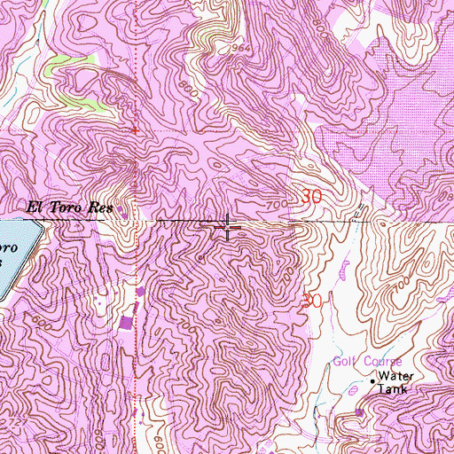 Topographic Map of Aurora Park, CA