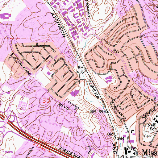 Topographic Map of Bart Spendlove Memorial Park, CA