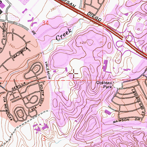 Topographic Map of Beckenham Park, CA