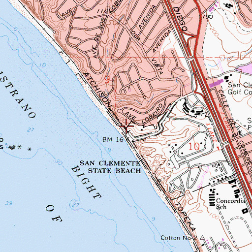 Topographic Map of Calafia Beach County Park, CA