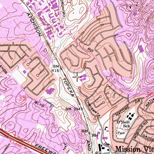 Topographic Map of Cordillera Elementary School, CA