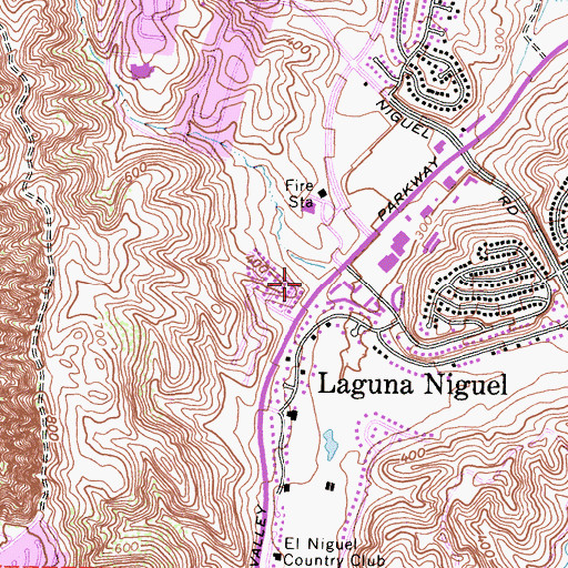 Topographic Map of Crown Valley Branch Orange County Public Library, CA