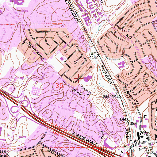 Topographic Map of Del Cerro Elementary School, CA