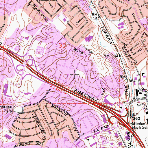 Topographic Map of Doria Park, CA