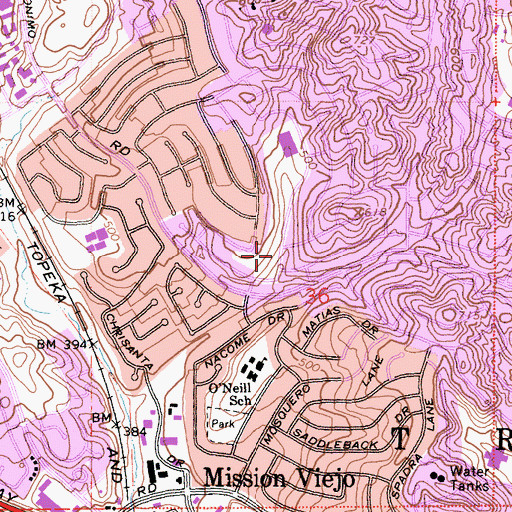 Topographic Map of El Dorado Park, CA