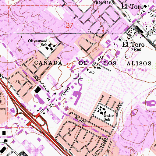 Topographic Map of El Toro Branch Orange County Public Library, CA