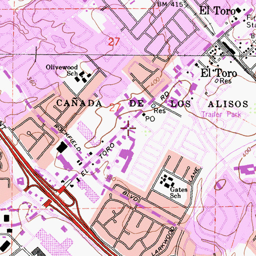 Topographic Map of El Toro Branch Orange County Public Library, CA