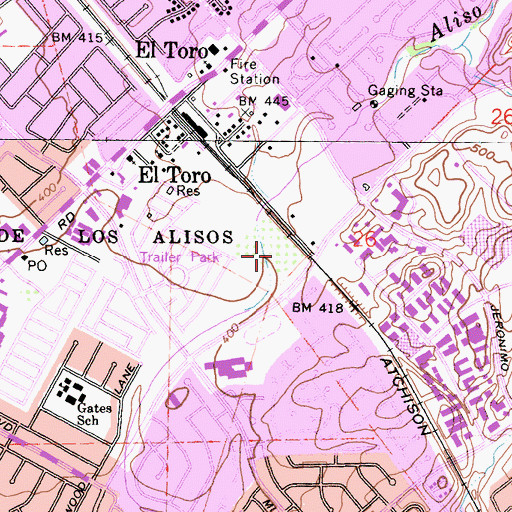 Topographic Map of El Toro Community Park, CA