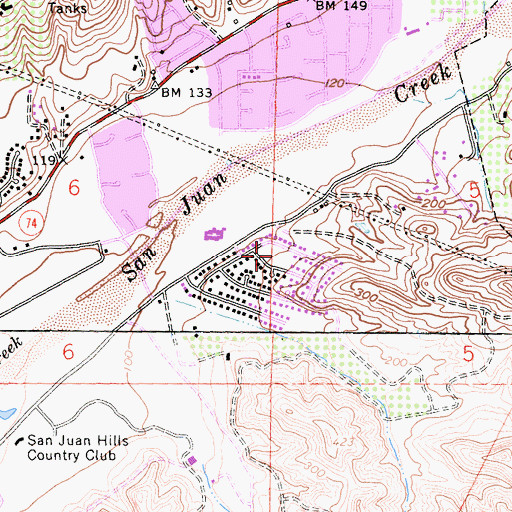 Topographic Map of Four Oaks Park, CA