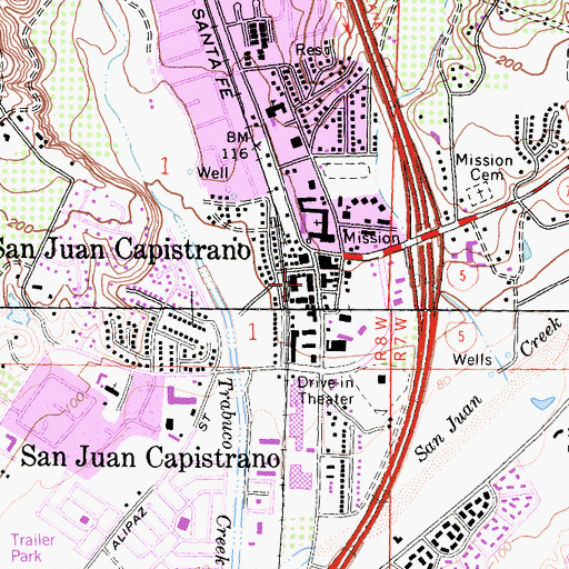 Topographic Map of Franciscan Plaza Shopping Center, CA