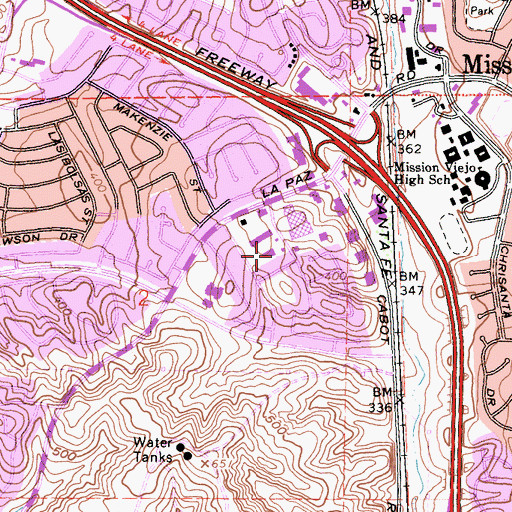 Topographic Map of Knotty Pine Park, CA
