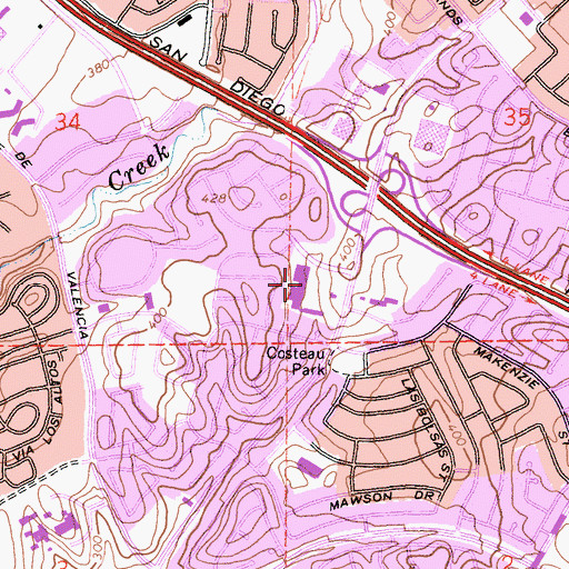 Topographic Map of Laguna Hills Plaza Shopping Center, CA